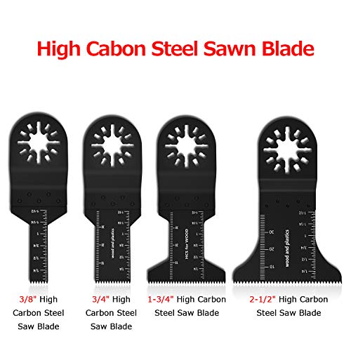 100 Pieces Oscillating Saw Blades, Multi Tool Blades Kits with Sandpaper for Wood, Metal Cutting, Quick Release Tool Blades Kits Fit for Multimaster Rockwell Fein Bosch Task Ryobi