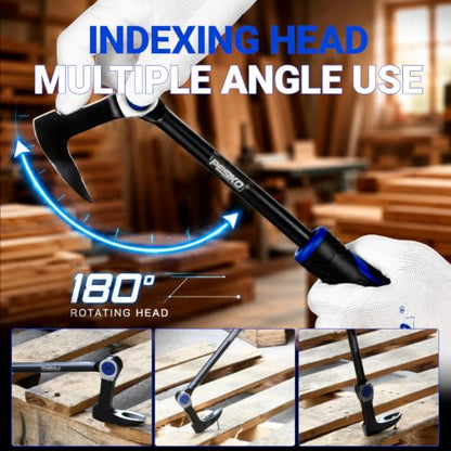 10" Nail Puller Pry Bar, Indexing Crowbar Multi-Angle Wrecking Bar - size: 10"