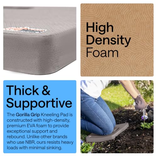 GORILLA GRIP® Extra Thick Foam Kneeling Pad for Gardening, 17.5x11 Gray - color: Gray
