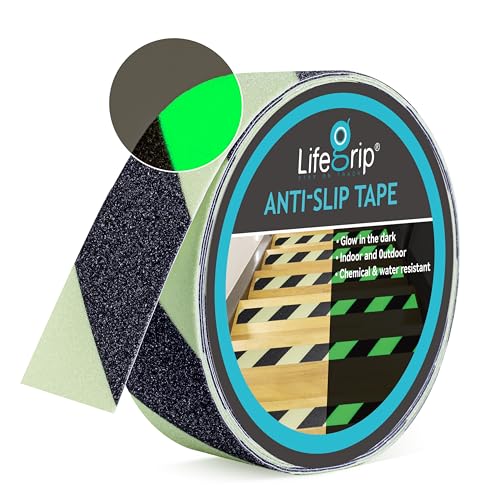 LifeGrip Anti Slip Traction Tape with Glow in Dark Green 2"x38' Black/Green - color: Black/Glow in the Dark, size: 2" X 38'