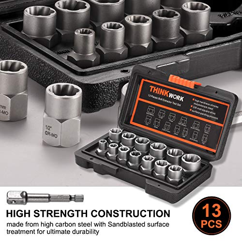 14-Piece Bolt Extractor Kit, 3/8" Drive Impact Bolt & Nut Remover Set - size: 14-Piece