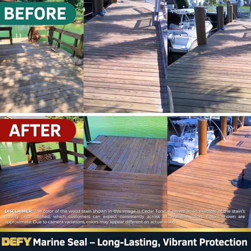 DEFY Marine Sealer - Semi-Transparent Waterproof Exterior Wood Stain, Clear, Water-Based - 1 Gallon - color: Clear, size: 1 Gallon