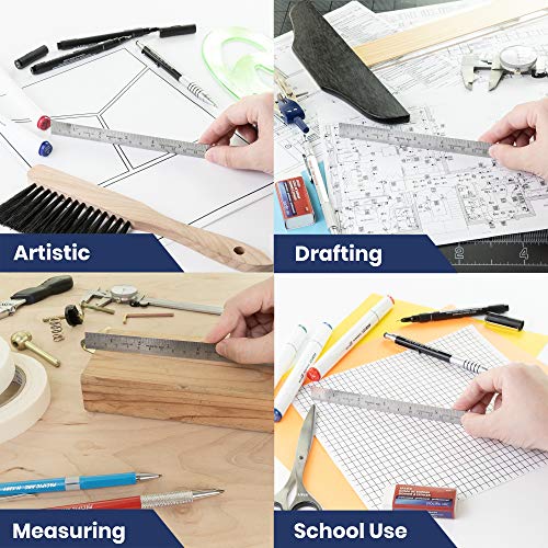 Pacific Arc 6 Inch Stainless Steel Ruler with Inch/Metric Conversion Table - style: 6 In