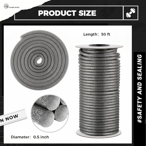 MotiMind Foam Backer Rod for Gap, 1/2 Inch X 500 ft, Gray, 1 Roll - color: Gray, size: 1/2 Inch X 500 ft