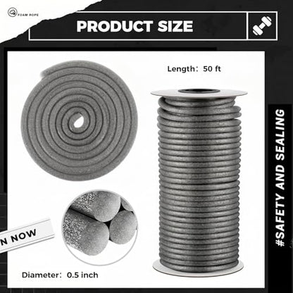 MotiMind Foam Backer Rod for Gap, 1/2 Inch X 500 ft, Gray, 1 Roll - color: Gray, size: 1/2 Inch X 500 ft