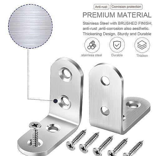 10pcs L Brackets - Corner Brace Set, Heavy Duty Right Angle Brackets (90 Degree) for Wood Shelves & Dressers, Stainless Steel, 40x40mm, Includes 40 Screws - size: 40x40x16mm（1.57"x1.57"x0.63"）