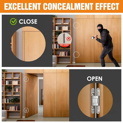 6" Hidden Door Hinge/Concealed Hinges,Invisible Hinges - color: silvery, size: 6 Inch