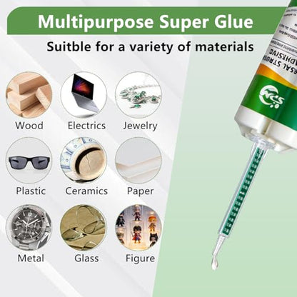 SPMG Clear Epoxy Glue Heavy Duty - 5-Min Fast Cure Syringe Epoxy Resin Adhesive for Metal, Plastic, Wood, Ceramic, Glass - Waterproof & Heat Resistant Glue for DIY Crafts & Household Repairs