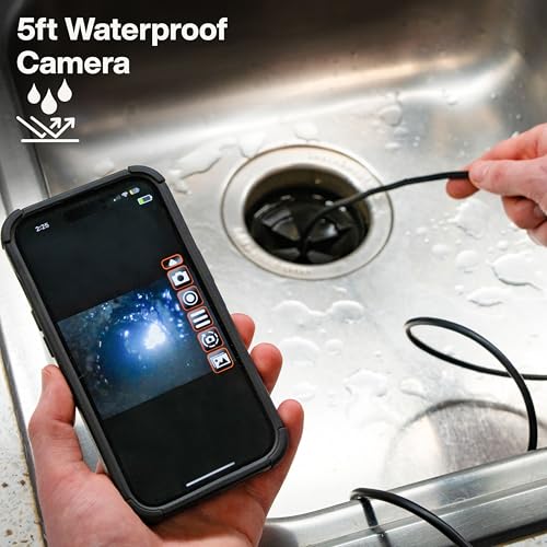 Klein Tools ET21 WiFi Borescope with Light, Inspection Camera for iPhone and Android, Waterproof Camera, IP67 Rated, Adjustable LED Lighting - size: 5 Ft 0.22 in High Flex Snake