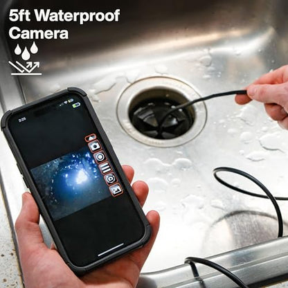 Klein Tools ET21 WiFi Borescope with Light, Inspection Camera for iPhone and Android, Waterproof Camera, IP67 Rated, Adjustable LED Lighting - size: 5 Ft 0.22 in High Flex Snake