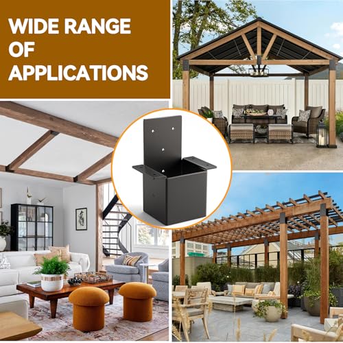 4 Pcs 4x4 Pergola Brackets for Wood Post - 14 Gauge Steel Post Top Rafter Connector 4x4 for Gazebos, Deck, Pergola Connectors Actual Size 3.5" X 3.5"