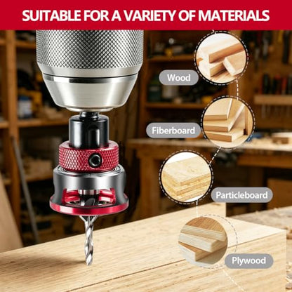 Countersink Drill Bit Set with Adjustable Depth Stop, 5PCS TCT Cutters - color: Red-9PCS