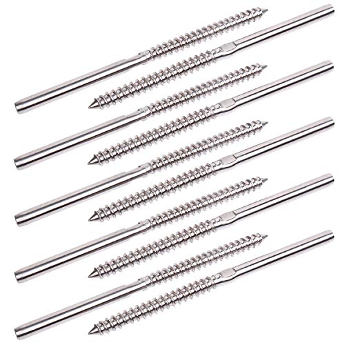 BLIKA 100 Pack 1/8" Cable Railing Kit Right&Left Swage Lag Screws - color: Silver