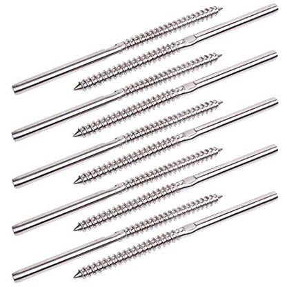 BLIKA 100 Pack 1/8" Cable Railing Kit Right&Left Swage Lag Screws - color: Silver