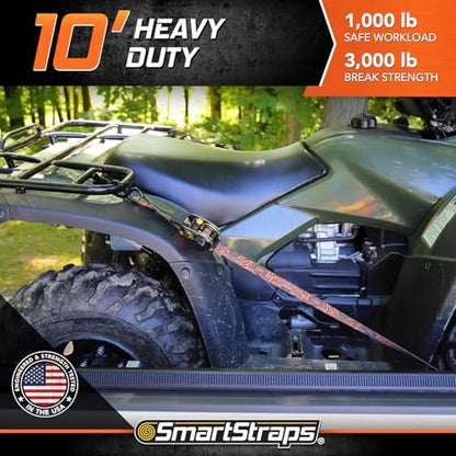 SmartStraps 10 ft Retractable Ratchet Straps, 2 Pack, 3,000 lb, Camo - color: Camo-2 Pack, size: 2 Pack