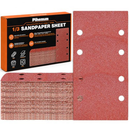 75 PCS 1/3 Sandpaper Sheets 80 Grit 8 Hole - color: GRIT 80