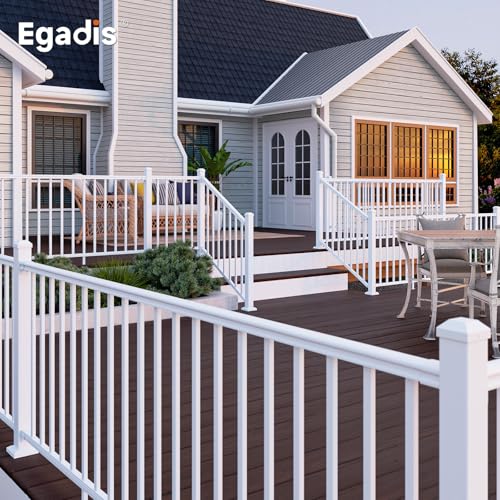 Egadis 1 Pack 36 in x 4 ft Modular Aluminum Deck Railing Kit, White - color: Level 4ft- 1post 1panel