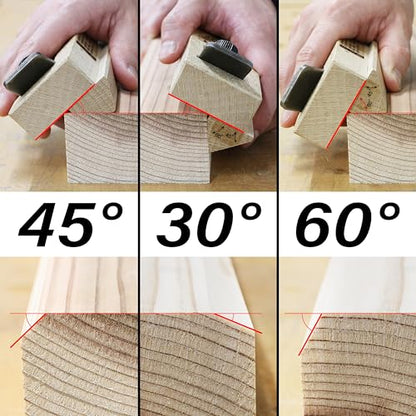 KAKURI Chamfer Plane for Wood [Adjustable 30°/45°/60°] - Japanese Corner Bevel Plane for Woodworking - Japanese Steel Blade & Oak Body, Made in JAPAN