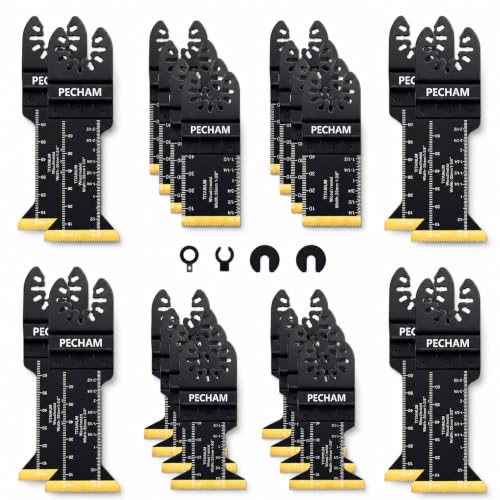 24Pcs Titanium Oscillating Saw Blades, Universal Multitool Blades Kit, Oscillating Tool Blades for Wood Metal Cutting, Compatible with DeWalt Milwaukee Ryobi Ridgid Rockwell Porter Cable Black+Decker