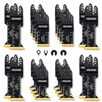 24Pcs Titanium Oscillating Saw Blades, Universal Multitool Blades Kit, Oscillating Tool Blades for Wood Metal Cutting, Compatible with DeWalt Milwaukee Ryobi Ridgid Rockwell Porter Cable Black+Decker