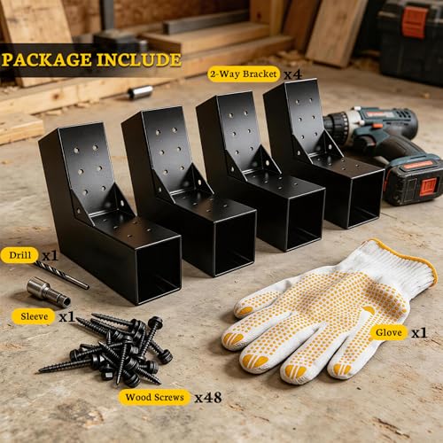 30 Degree 2-Way Pegola Bracket,13-Gauge Slant Post Roof Brackets for 4"x4" (Actual:3.5"x3.5") Lumber,DIY Woodwrok Slant Post Brackets for Patio Pergolas,Gazebos,Log Cabin(4Pack) - size: 4x4 inchs