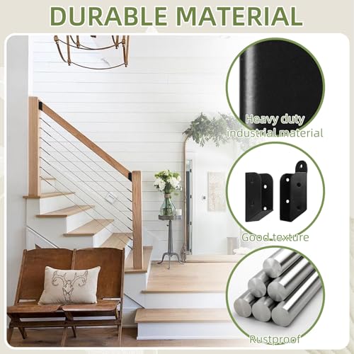 2 Pairs 30° Deck Railing Brackets Stair Connectors fits 2 x 4 Railings (Actual 1.5"x3.5"), Carbon Steel Deck Railing 30° Stair Connectors for Stair Railing Handrail Connection