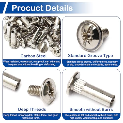 20 Sets Furniture Joint Connector Bolt & Cap Nuts Kits (20mm Sleeve) - size: M5 x 20mm