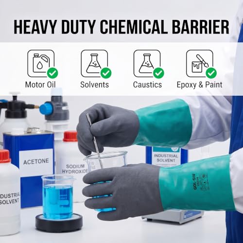 Nitrile Chemical Resistant Work Gloves, XL - size: X-Large