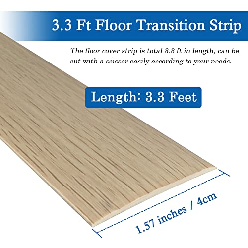 FONUNO Vinyl Floor Transition Strip Self Adhesive Threshold Strip 1.57" W - color: Beige, size: 4cm, 3.3Ft