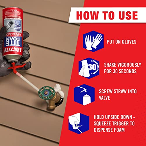 Loctite Tite Foam Gaps & Cracks Spray Foam Sealant, 12 fl oz Can, 12 Pack - Polyurethane Expands for Insulation - size: 12 Pack