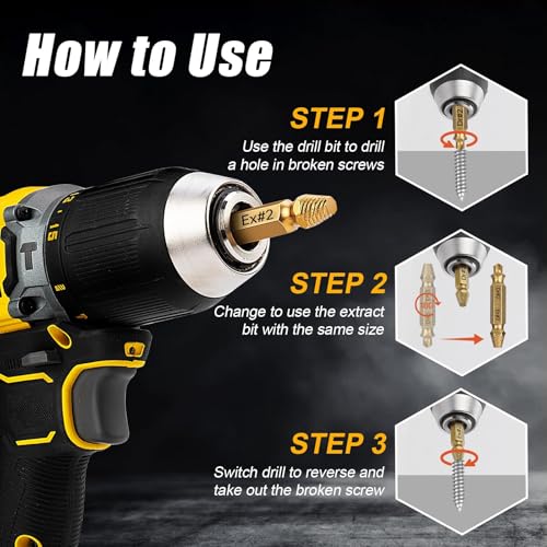 Topec 12 PCS Easy Out Screw Extractor Set, Gift for Men - size: 12 Pieces