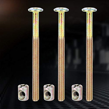 Furniture Bolts and Barrel Nuts, 10 Pcs Bed Frame Bolts Crib Replacement Hardware Kit M6 Bed Bunk Furniture Hex Dowel Bolts with Barrel Nuts Carbon Steel Cross Dowel Nut (40mm) - size: 40mm