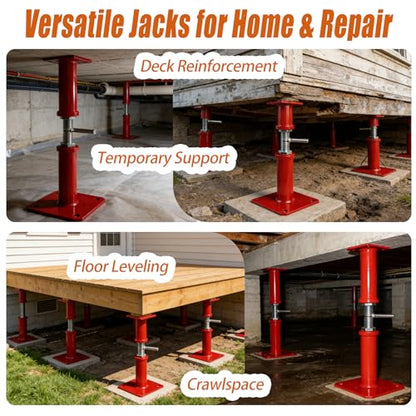 11"-22" Adjustable House Floor Jack, 11023 lbs Max Load Capacity Screw Jack - color: Red, size: 11-22 Inches(4 Pack)