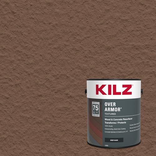 KILZ Over Armor Textured Solid Coating Resurfacer, Chocolate, 1 Gallon - color: Chocolate, style: Textured