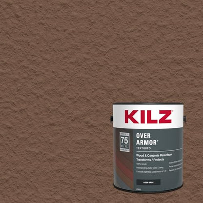 KILZ Over Armor Textured Solid Coating Resurfacer, Chocolate, 1 Gallon - color: Chocolate, style: Textured