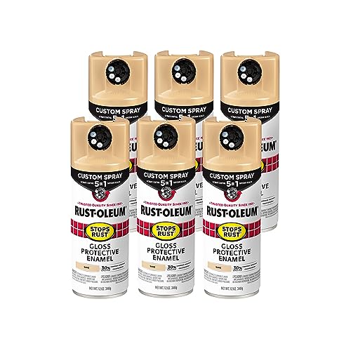 Rust-Oleum Stops Rust Custom 5-in-1 Spray Paint, Gloss Sand - color: Gloss Sand, size: 12 Ounce (Pack of 6)