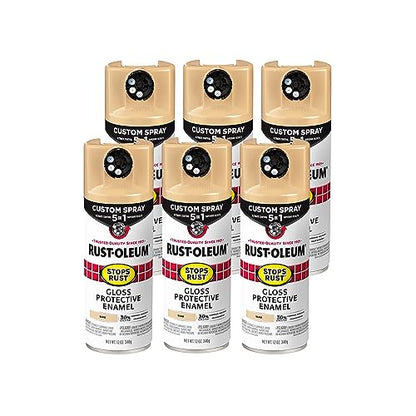 Rust-Oleum Stops Rust Custom 5-in-1 Spray Paint, Gloss Sand - color: Gloss Sand, size: 12 Ounce (Pack of 6)