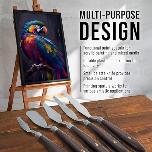 U.S. Art Supply 5-Piece Stainless Steel Palette Knife Set