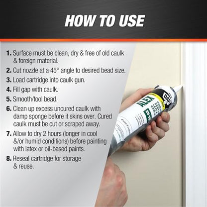 DAP Alex Painter's Acrylic Latex Caulk, White, 10.1 Oz (7079818670) - color: White, size: 10.1 oz.