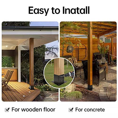 4×4 Post Base, Deck Post Brackets,Inner Size 3.5"x3.5" Thick Steel Fence Post Anchor Base,Heavy Duty Metal Black Powder Coated,for Supports Porch Railing Post Holders Pergola Brackets Kit - size: 1Pack Post Base 4x4"