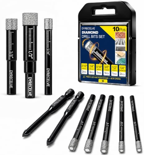 DYRECELVE Dry Diamond Drill Bits for Ceramic, Tile Drill Bits, 10-Piece Set - style: Diamond Drill Bits Set