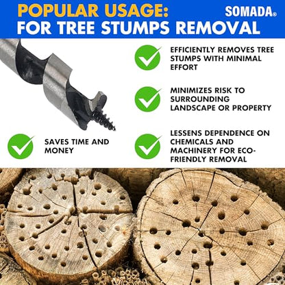 SOMADA 1/2 in x 10 in Auger Drill Bit, Quick Change Hex Shank, Wood - size: 1/2"x10" Silver