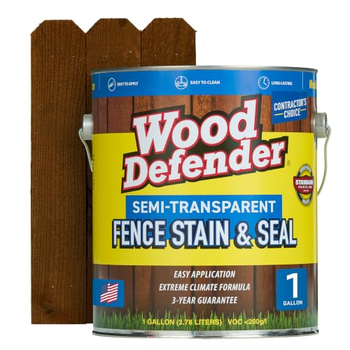 Wood Defender Semi-Transparent Fence Stain and Seal, Sable Brown, 1-Gallon - color: Sable Brown, size: 1 Gallon