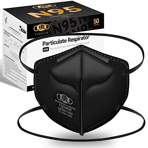 N95 Mask NIOSH Approved 50-Pack, Particulate Respirator N95 Face Masks Universal Fit - Individually Wrapped, Black - color: 50 Pack - Black