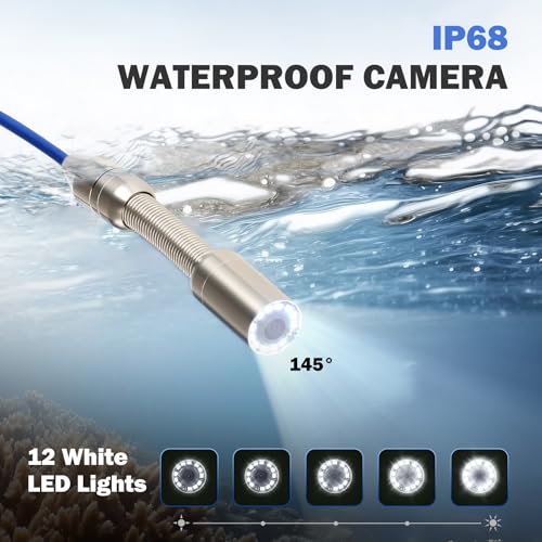 ZELCAN Self-Leveling Sewer Camera with Locator, Drain Camera 165FT with 9 in. LCD Screen, Waterproof IP68 Borescope Plumbing with 12 LED Lights, with 512Hz Transmitter and Receiver(32GB Card) - size: 9 in./165 ft.