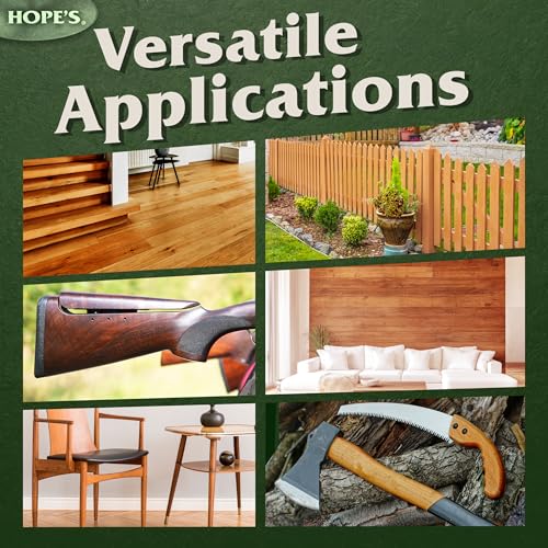 HOPE'S 100% Pure Tung Oil, Food Safe, Premium Waterproof Natural Wood Finish and Sealer for Indoor and Outdoor Projects,16 Fl Oz, 2 Pack