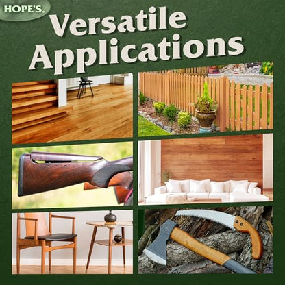 HOPE'S 100% Pure Tung Oil, Food Safe, Premium Waterproof Natural Wood Finish and Sealer for Indoor and Outdoor Projects,16 Fl Oz, 2 Pack