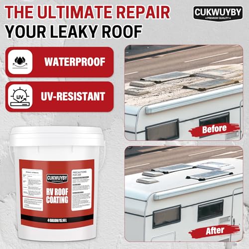 RV Roof Coating White 4 Gallon, Easy to Apply Solar Reflective - size: 4 Gallon