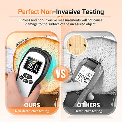 Pinless Wood Moisture Meter, Firewood Moisture Meter for Lumber Drywall - color: Black Silver