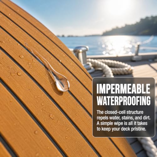 EVA Faux Teak Boat Flooring, Self-Adhesive Waterproof Non-Slip UV Resistant Marine Foam Deck Mat for Yacht Kayak Jon Boat RV Swim Platform （94.5"x45.3"x0.24"Dark Brown） - color: Dark Brown